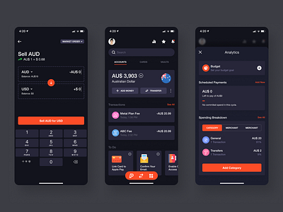Foreign Exchange - Finance App analytics android banking convert currency dollar exchange finance foreign exchange icons ios link card money payment profile todo transactions user experience user interface verify email