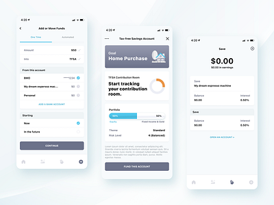 Investment Management App android application bank clean cryptocurrency finance funds house invest investment ios minimal mobile money payment portfolio savings ui ux wallet