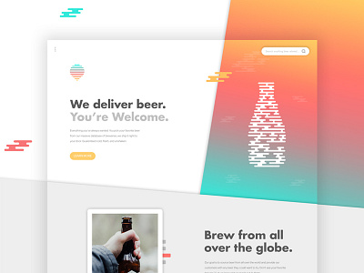 Landing Page concept beer color delivery gradient landing page web