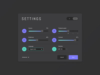 Day 7 - Settings ] daily ui challenge dark theme settings