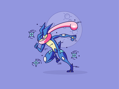 Greninja digital illustration greninja illustrator pokemon go simple design sword and shield vector pokemon