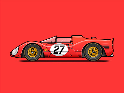 Ferrari Flat Illustration flatdesign ford vs ferrari how to draw cars icon design illustration red red car shadows vehicle