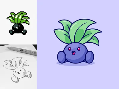 Oddish cartooning character design charmander cute illustration cute pokemon flat illustration flatdesign graphic design icon set logo logo design oddish pikachu pokemon pokemon art pokemon go simple design ui vector vector art