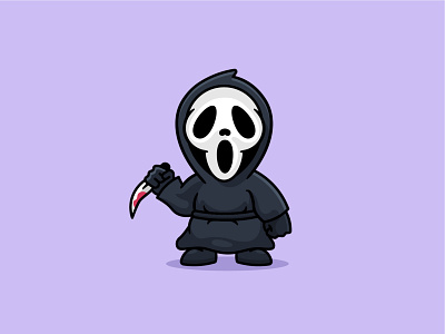 Scream Ghostface adobe illustrator character design chibi cute character flat design flat vector ghost graphic design gray halloween how to draw icon minimal scream tutorial vector youtube