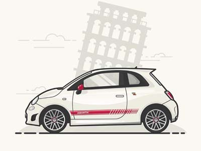 Fiat 500 Abarth Flat Illustration by Dom Designs on Dribbble