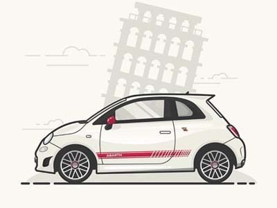 Fiat 500 Abarth Flat Illustration
