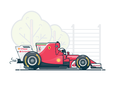 F1 Ferrari Flat Design 🏎 car illustrator design f1 flat design graphic design vectorart