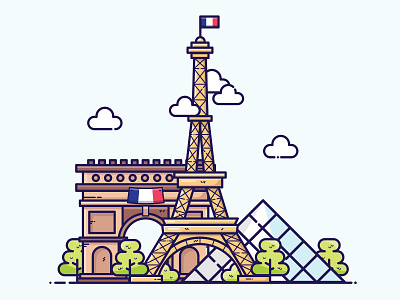 France adobe adobe illustrator clean clean app design digital illustration drawing eiffel tower flat flat design france graphic design icon illustration illustrator logo minimal paris ui ux vector