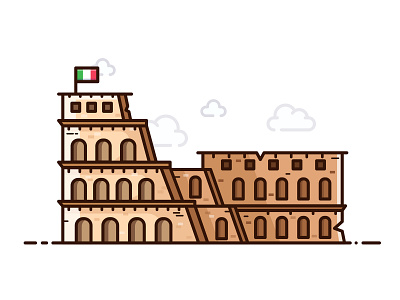 Welcome To Roma adobe colosseum design drawing flat flat design graphic design icon illustration illustrator italy rome ui ux vector