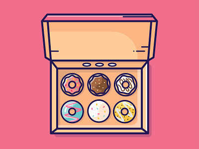 Donut Box design donut drawing flat flat design graphic design icon illustration illustrator simple design ui vector vector art