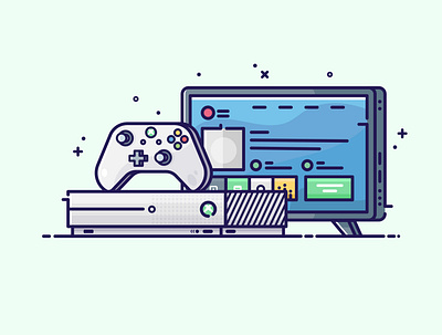 Gaming Console entertainment flat design gaming graphic design icon illustrator simple design vector vector art xbox