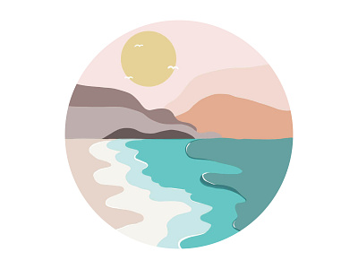 Wondrous Views Illustration - Beach beach beauty circle design graphic design illustrate illustration minimal ocean procreate sand simple simplicity travel vector views waves