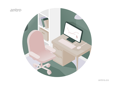 Designer's workplace illustration