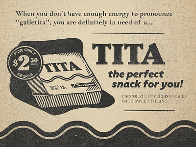 TITA 20s ads candy chocolate dribbbleweeklywarmup food illustration label print retro serif font typography vintage weeklywarmup