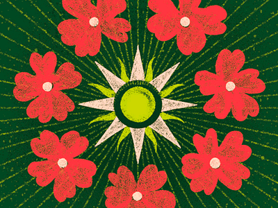 ★ Fortaleza 2d illustration card deck flower green illustration leaves nature plant print red retro strength tarot texture vintage wild