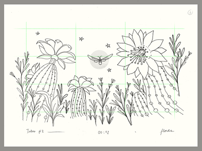 Luna Cansada | Sketches 2d illustration animation background cactus flowers illustration landscape layout music nature sketch storyboard