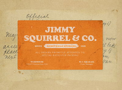 Jimmy Squirrel & Co. business card fantastic mr fox faux graphic design movie paper print print design squirrell texture typography wes anderson
