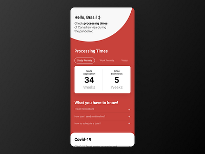 Processing times APP - Canada design minimal productdesign shot ui ui ux design ui design uiux