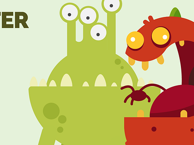 Drawing Two Monsters for game- Flat design Style.