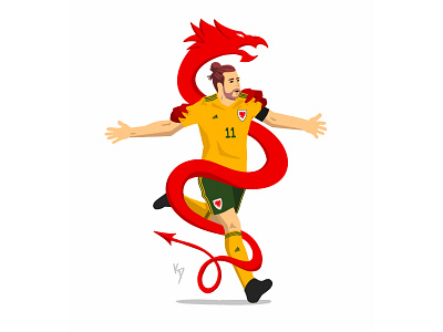 Cymru animal drawing football illustration soccer wales