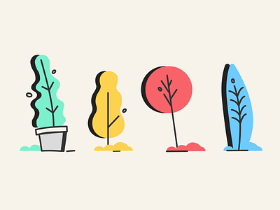 Plants fun fun style icon leaves lineicon plant plants pot shapes tree trees vector