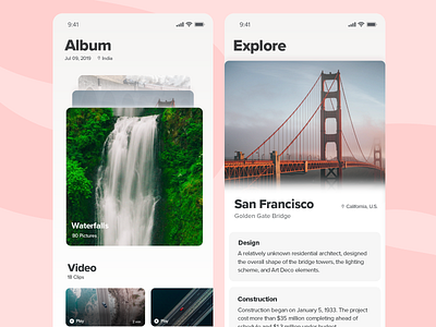 Location Album album mobileapp mobileui photoapp scroll travel ui