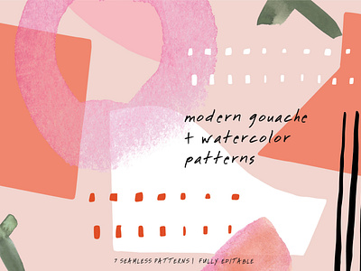 Modern Gouache Seamless Patterns and Artboards Collection