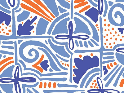 Abstract Floral Shapes | Seamless Pattern abstract blue design modern orange packaging pattern seamless seamless pattern shapes surface design tileable vector