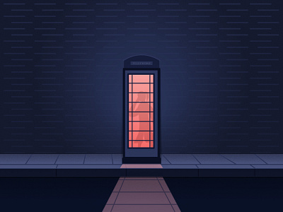 Telephone box bangladesh charachter dribbble flat flat illustration illustration landscape night telephone