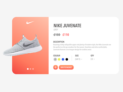 Nike Product Summary Page (Web) app branding design flat lettering minimal typography ui web