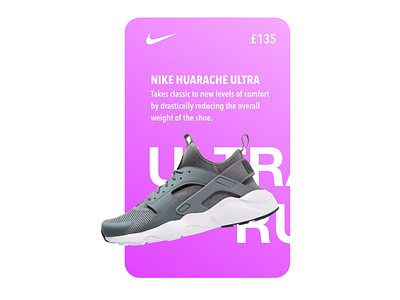 Nike Product Page (Huarache) app branding design flat lettering minimal mobile typography ui web website