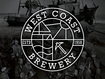 West Coast Brewery beer brewery fishing logo mining