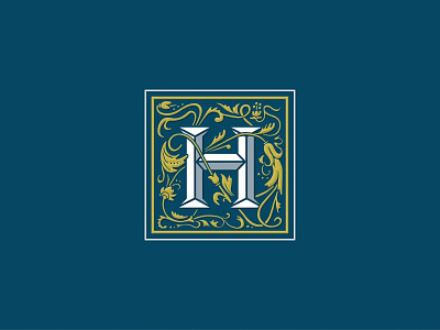 Heritage Fields h illustration leaf logo monogram