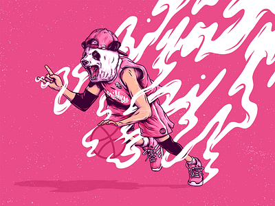 It’s Dribbblin’ Time basketball bear bearhand design digital art dribble hand drawn illustration panda photoshop player smoke sport wacom