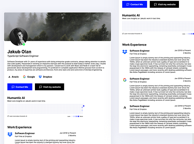 Early shot of profile page for frelancing platform contributions design freelance platform profile ui ux web