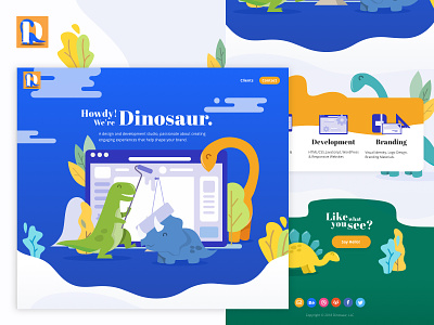Dinosaur brand branding design flat identity logo typography vector web website