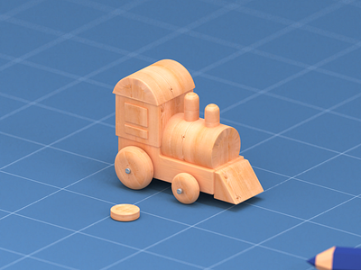 3D Wooden Train