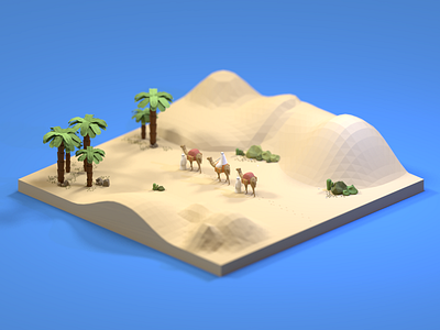 Finding Oasis 3d art blender3d blender3dart design isometric low poly miniature