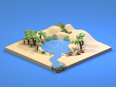 Oasis 3d 3d illustration 3disometric art blender blender3d blender3dart design illustration isometric low poly ui