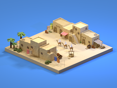 The Settlement 3d art blender3d blender3dart building design bulding design illustration isometric low poly ui