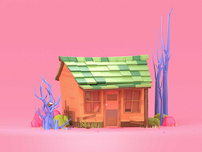 Abandoned House 3d art blender3d blender3dart building design design illustration isometric low poly ui