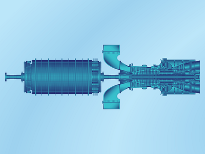 2D Model - Generator & Gas Turbine 2d drawing engine engineering gas turbine generator mechanical model modeling technical