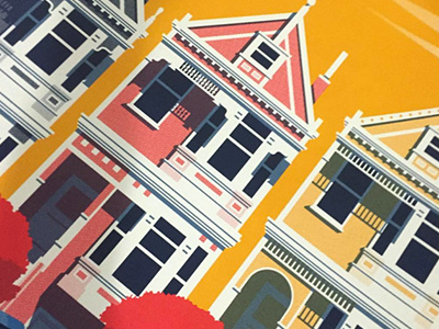 San Francisco Houses house illustration poster print san francisco screenprint