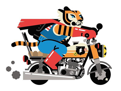Easy Tiger bike illustration lines motorcycle tiger vector