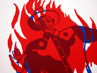So Long Big Tex big tex fire poster screenprint texas