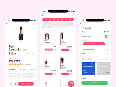 UI/UX Cosmetics app app app design best design best designer design eyelash lipstick make up minimal new new app ui ux