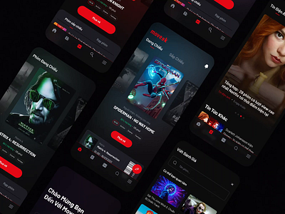 Moveek - Movie Ticket App #2 animation card dark motion graphics movie app ticket ui ux