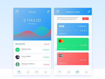 Personal Finance App app balance cards color finance ios