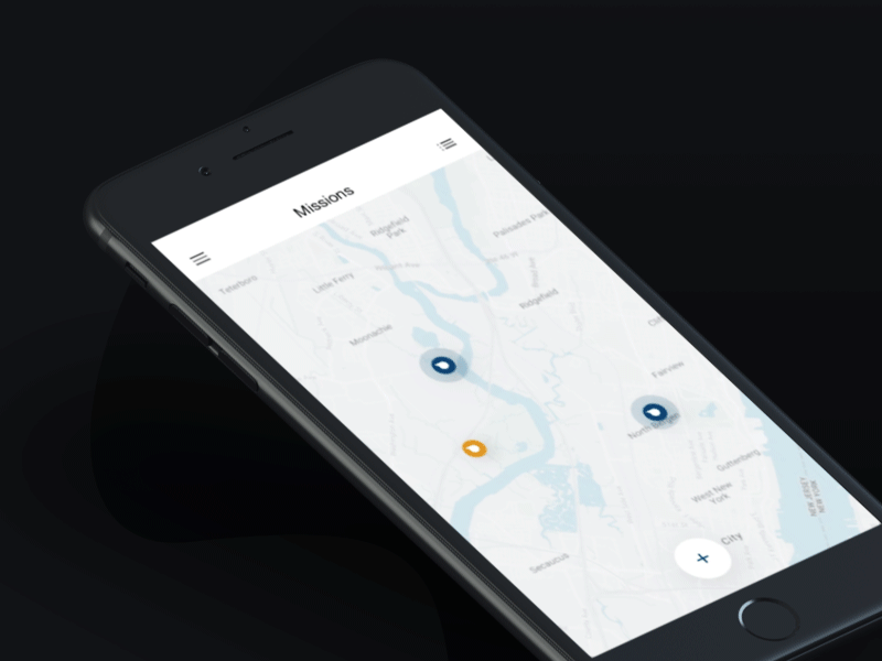 Missions App animation app dark ios iphone map mission report ui ux