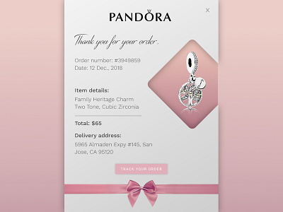 Daily UI #0017 Email Receipt 100designs challenge dailyui design email jewelery pandora receipt ui